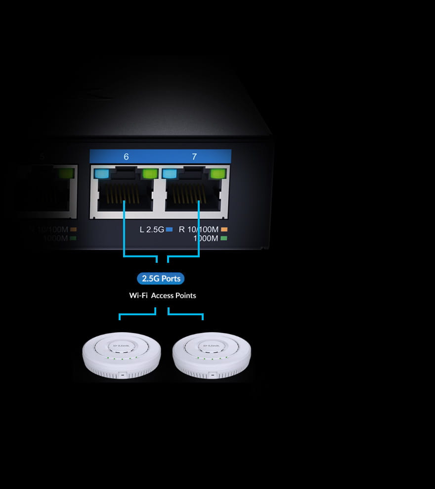 D-Link DMS 107 - Switch - unmanaged - 5 x 10/100/1000 + 2 x 2.5GBase-T