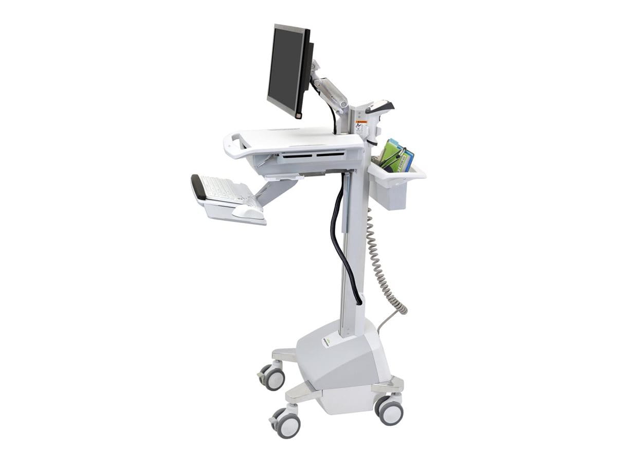 Ergotron EMR Cart with LCD Arm, LiFe Powered - Wagen - für LCD-Display / PC-Ausrüstung - Kunststoff, Aluminium, verzinker Stahl - Grau, weiß, Polished Aluminum - Bildschirmgröße: bis zu 55,9 cm (bis zu 22 Zoll)