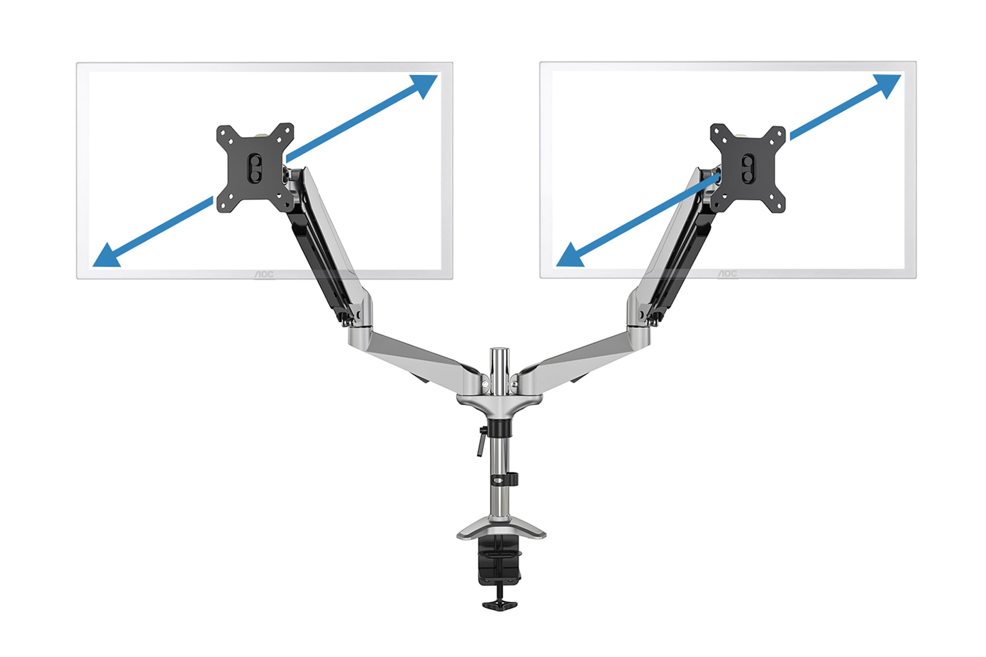 DIGITUS Universal Dual Monitorhalter mit Gasdruckfeder und Klemmbefestigung