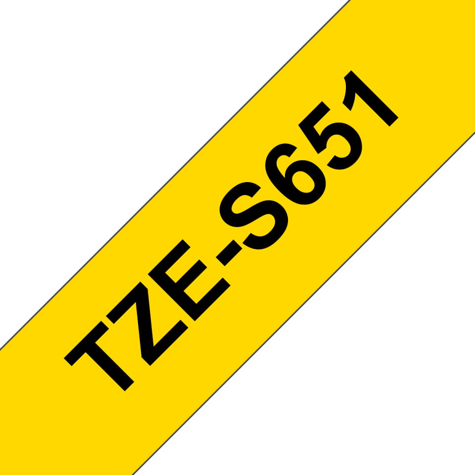 Brother TZe-S651 - Extra starker Klebstoff - Schwarz auf Gelb - Rolle (2,4 cm x 8 m)