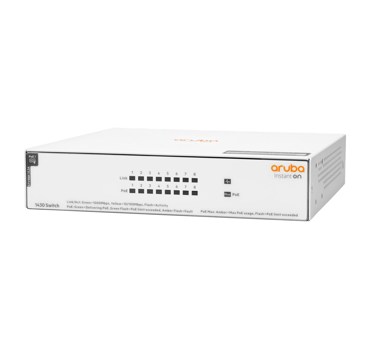 HPE Networking Instant On 1430 8G Class4 PoE 64W Switch - Switch - unmanaged - 8 x 10/100/1000 (PoE Class 4)