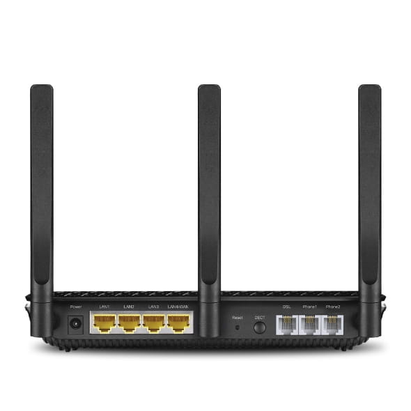 TP-LINK Archer VR2100v V1 - Wireless Router - DSL-Modem 4-Port-Switch - 1GbE - WAN-Ports: 2 - Wi-Fi 5 - Dual-Band - VoIP-Telefonadapter (DECT)