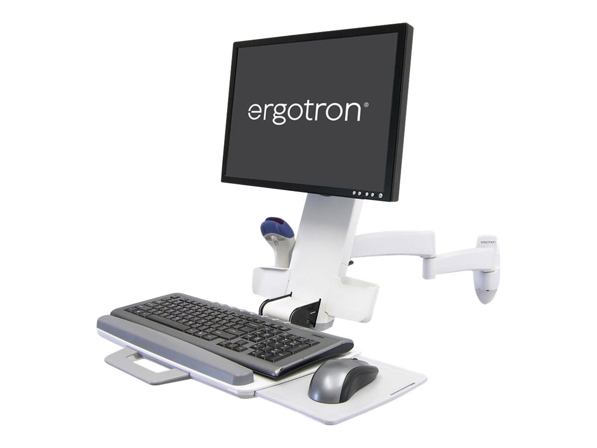 Ergotron 200 Series - Befestigungskit (Gelenkarm, Tastaturablage mit linker/rechter Mausablage, Barcode-Scanner-Halter) - für LCD-Display / PC-Ausrüstung - Stahl - weiß - Bildschirmgröße: bis zu 61 cm (bis zu 24 Zoll)