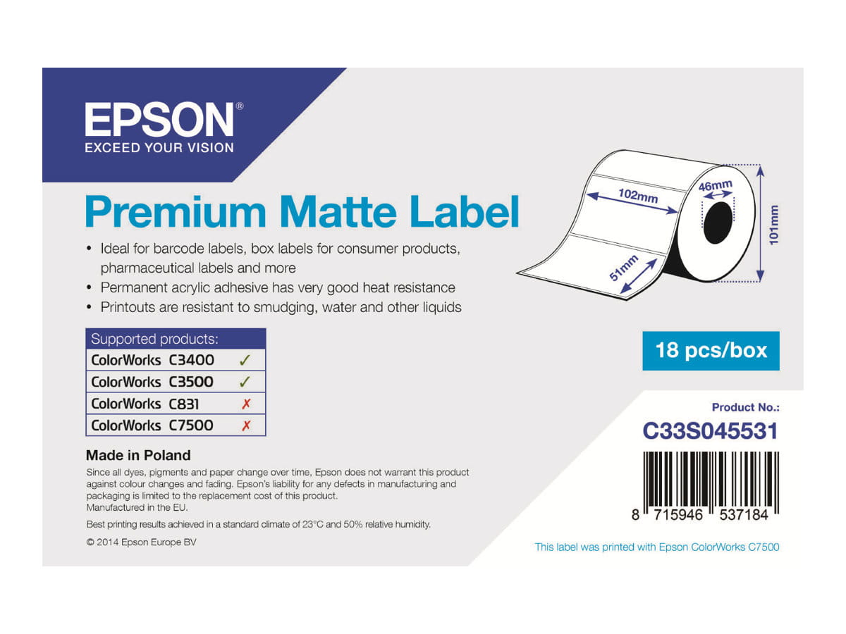 Epson Premium - Matt - 102 x 51 mm 650 Etikett(en) (1 Rolle(n)