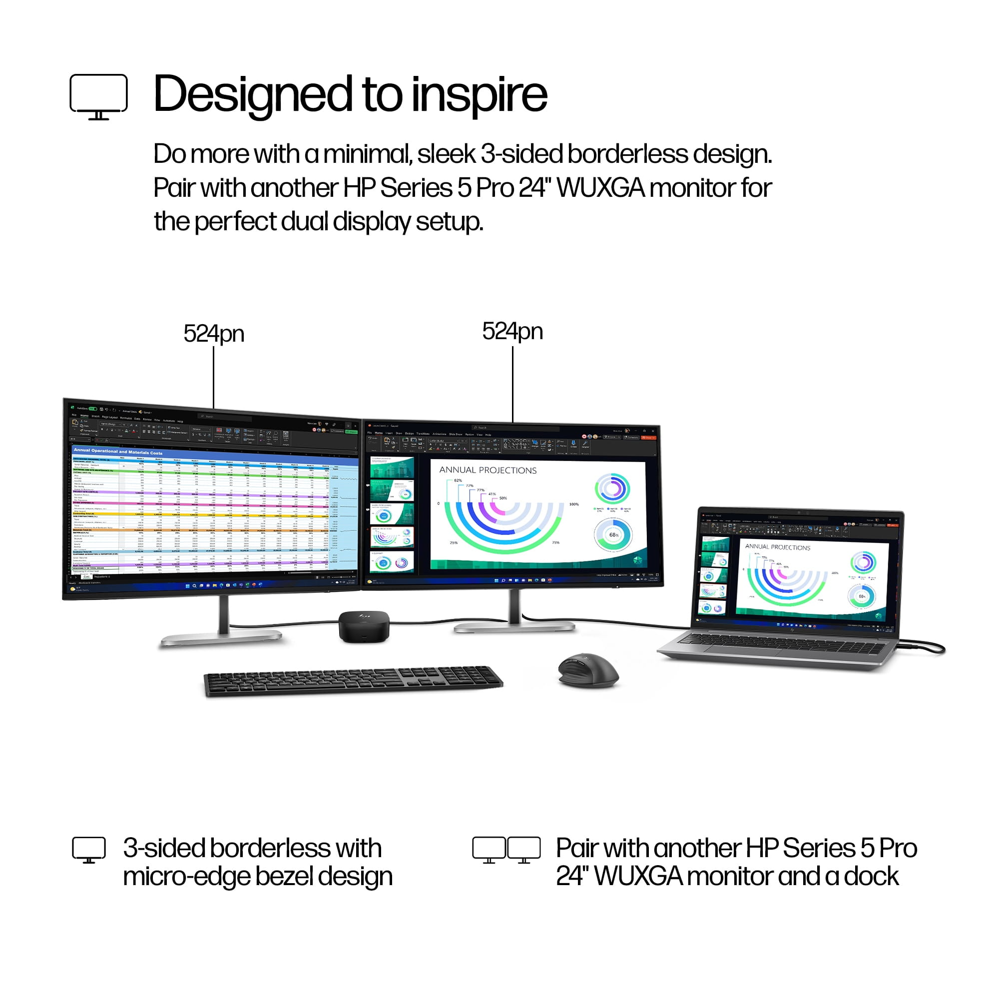 HP 524pn - Series 5 Pro - LED-Monitor - 61 cm (24")