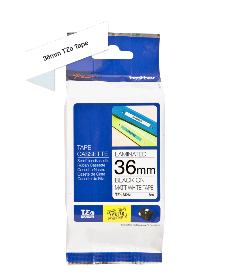 Brother TZe-M261 - Matt - selbstklebend - Schwarz auf matt Weiß - Rolle (3,6 cm x 8 m)